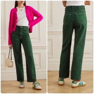 Reformation Cowboy High Rise Straight Jeans Emerald Green Size 25